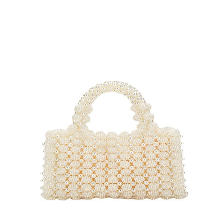Handgewebte, quadratische Waxberry-Tasche mit Perlen im Special-Interest-Design