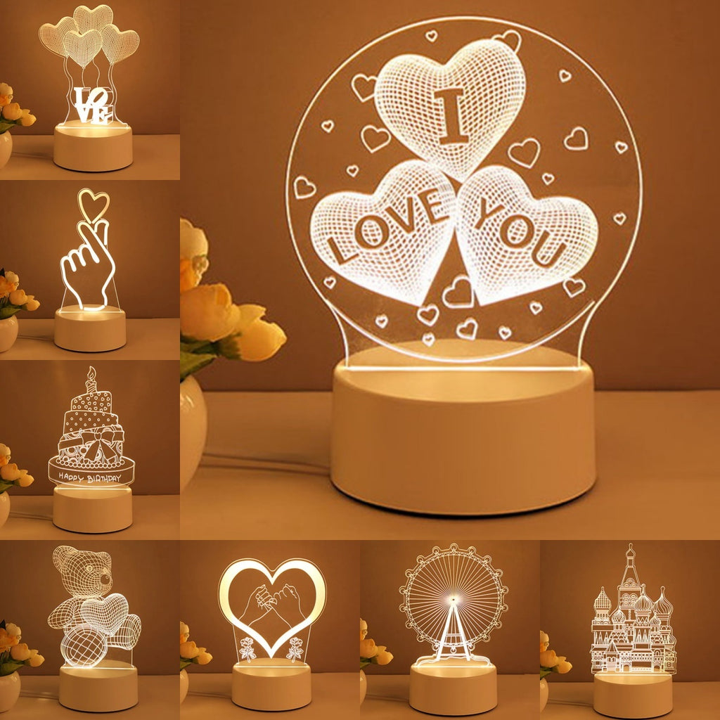 3D Lamp Acrylic USB LED Lights Neon Sign