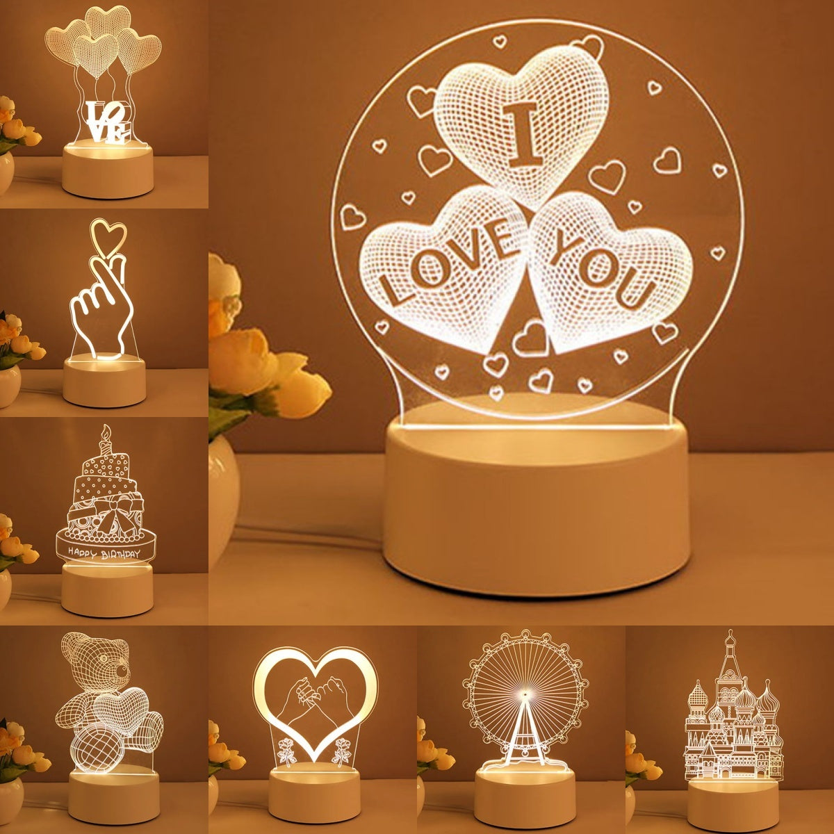 3D Lamp Acrylic USB LED Lights Neon Sign