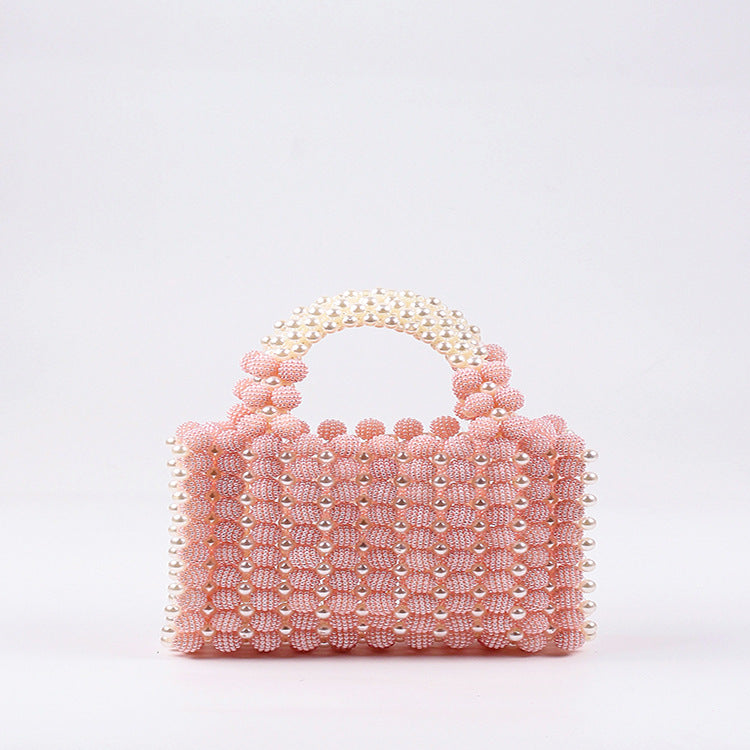 Handgewebte, quadratische Waxberry-Tasche mit Perlen im Special-Interest-Design