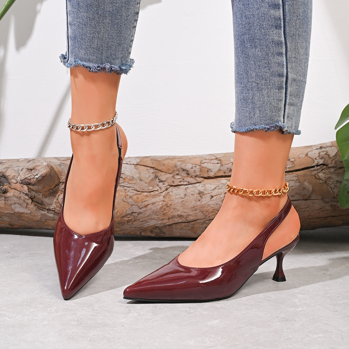 Sexy Lackleder Damen Spitzschuh
