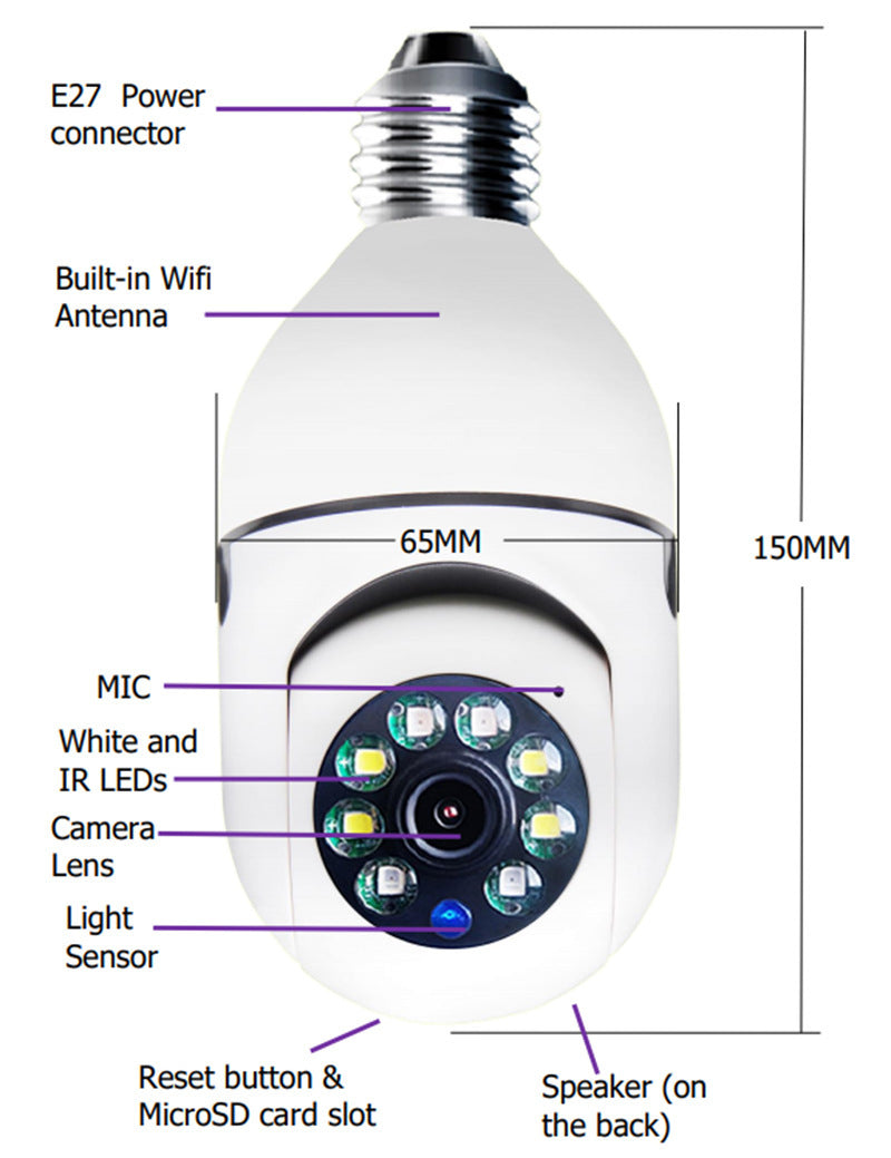 WiFi KAMERA 1080P Birne Beweglicher Kopf Überwachung Kamera
