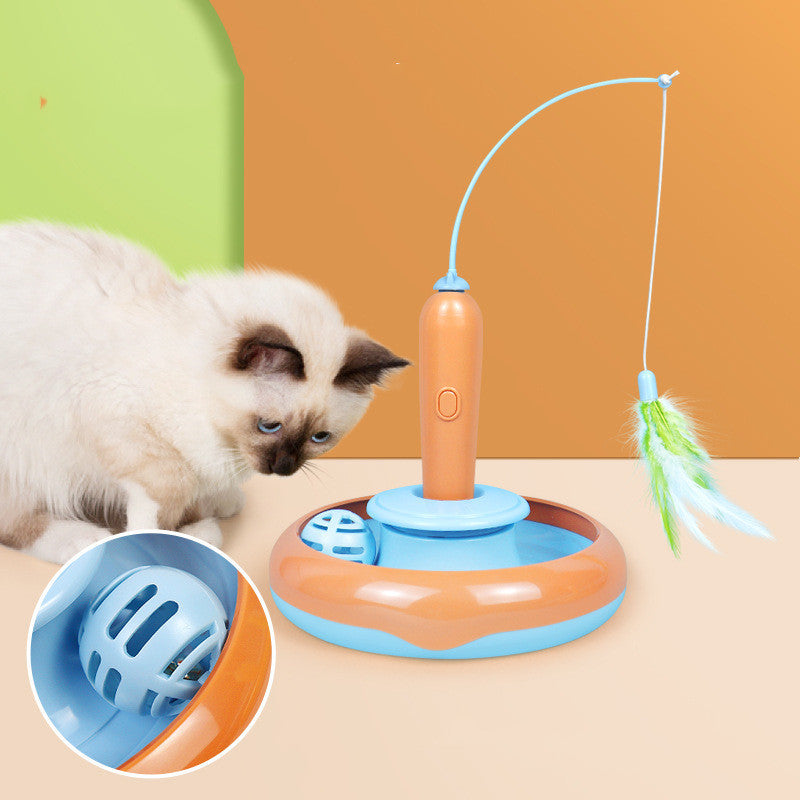2 in 1 Katzenspielzeug mit Feder zum Selbstspielen