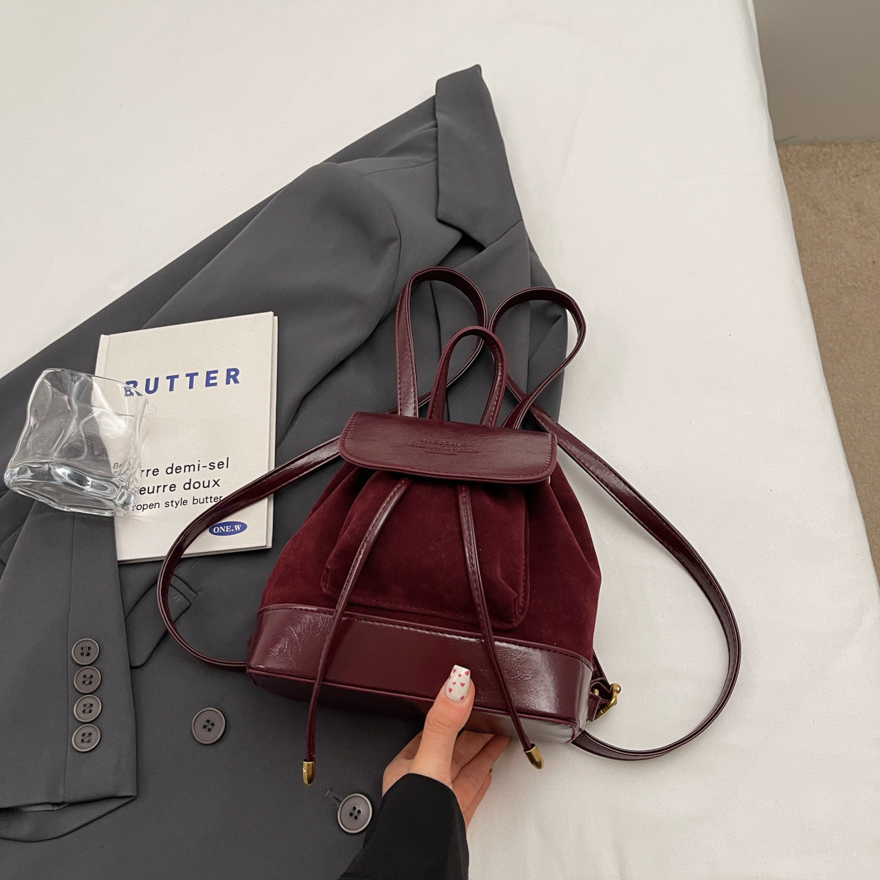 Kleine Wildleder Damen Rucksack