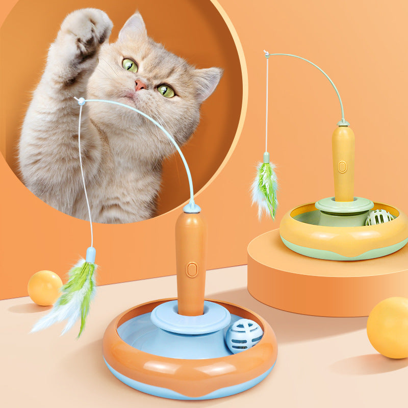 2 in 1 Katzenspielzeug mit Feder zum Selbstspielen