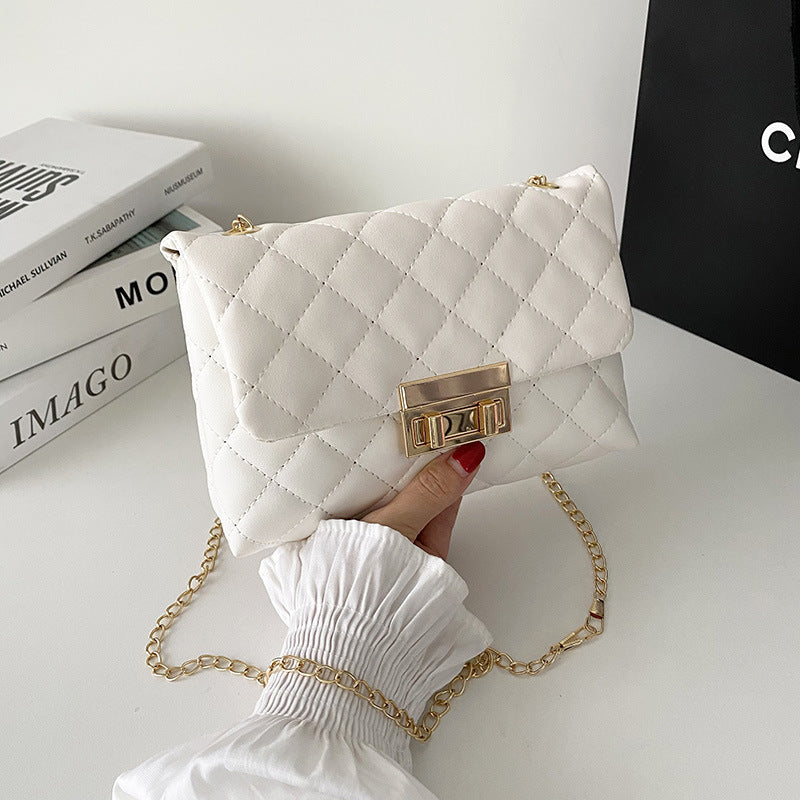 Damen-Tasche mit Drehverschluss und Diamant-Plaid-Stickerei