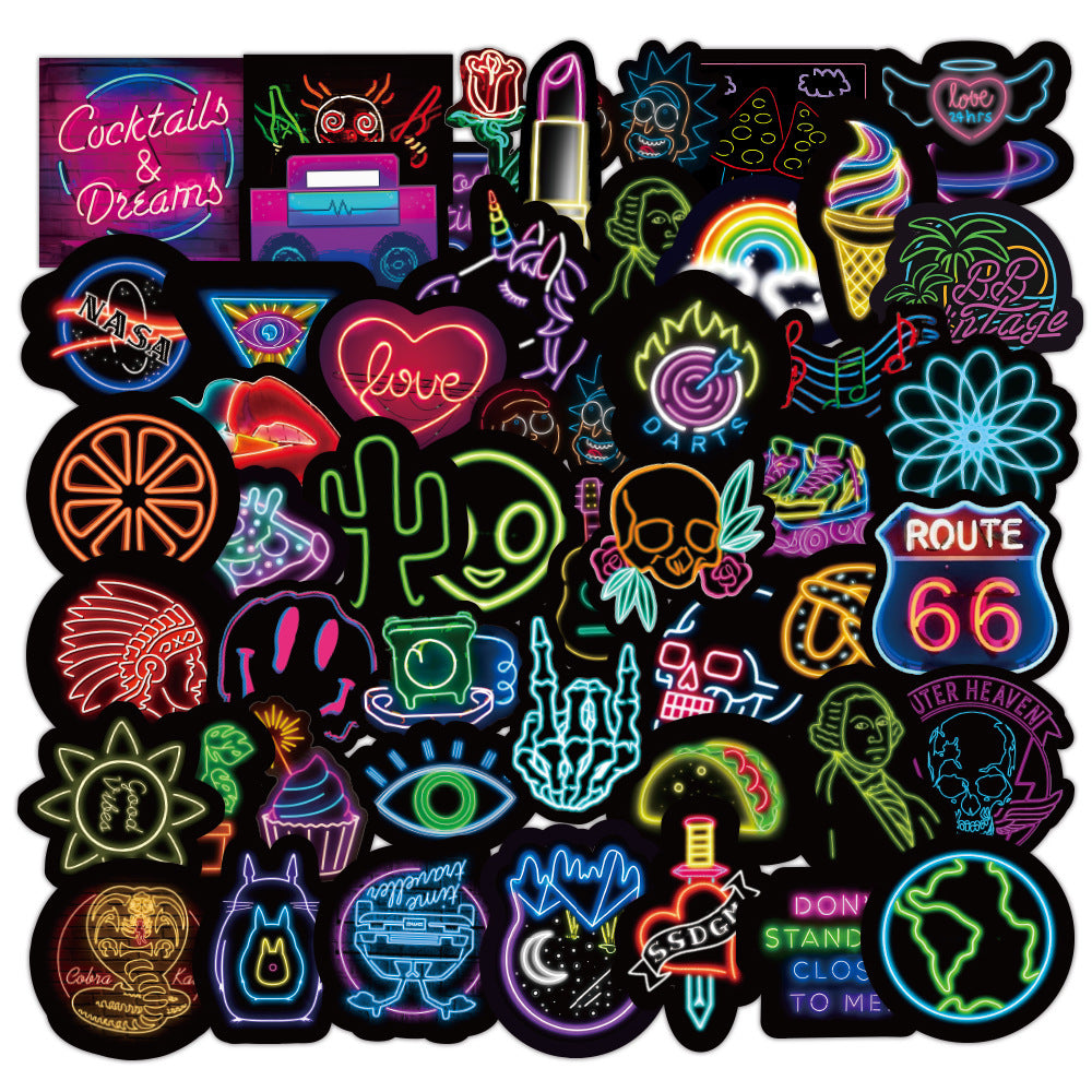 50 Neon Graffiti Aufkleber