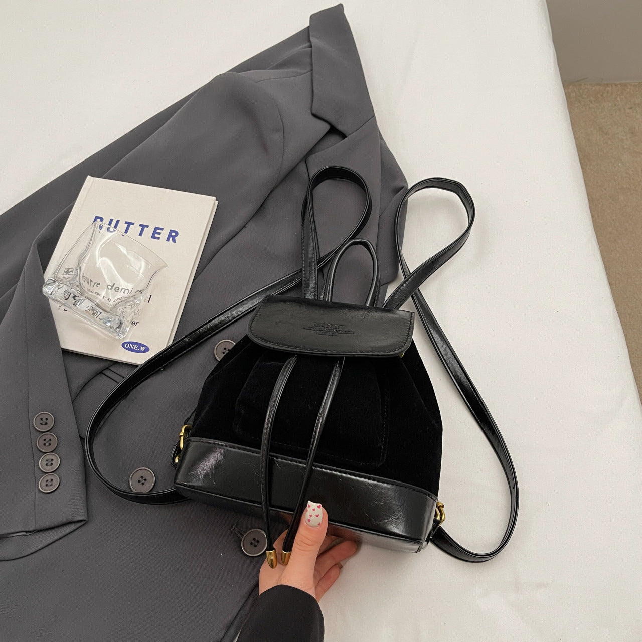 Kleine Wildleder Damen Rucksack