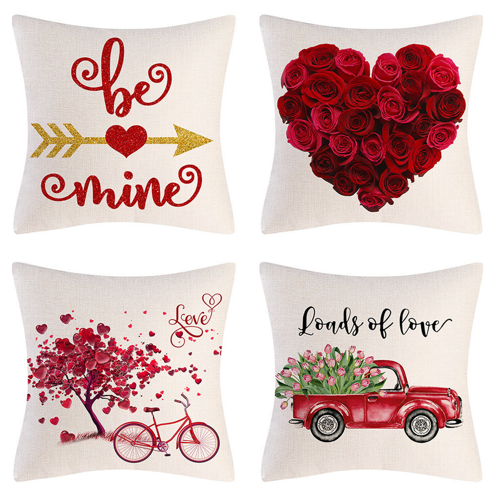Valentinstag Leinen Kissenbezug