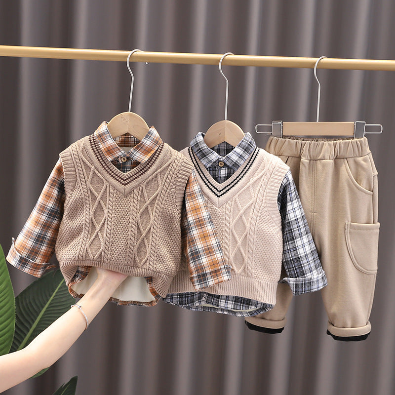 Jungen Pullover Weste Drei-teiliges Set