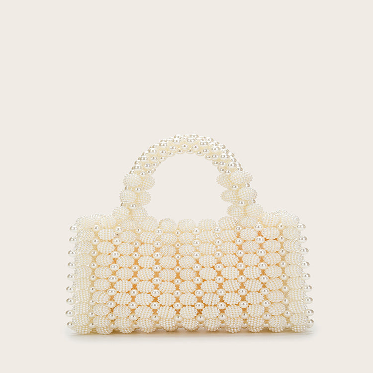 Handgewebte, quadratische Waxberry-Tasche mit Perlen im Special-Interest-Design