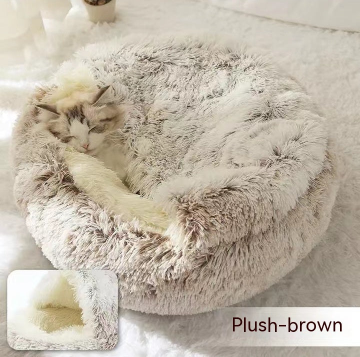 Flauschiges 2 in 1 Hunde- und Katzenbett