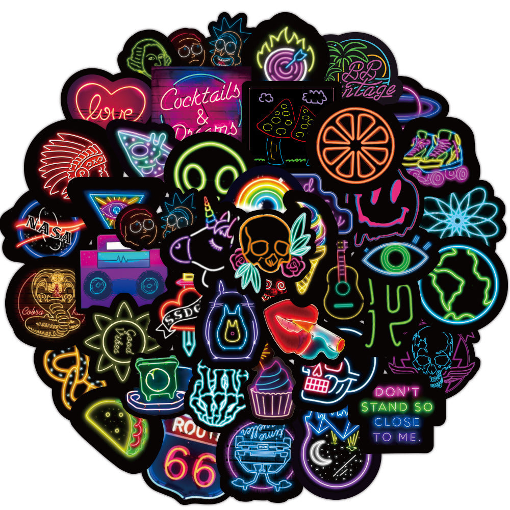 50 Neon Graffiti Aufkleber