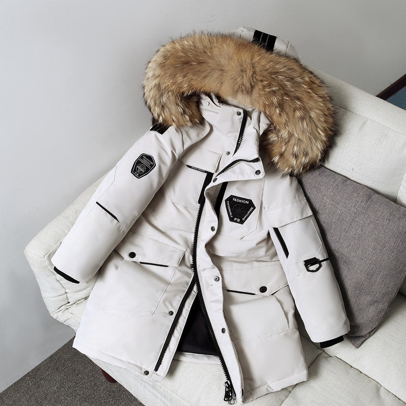 Kinder Daunenjacke mit Kunstpelz Kapuze